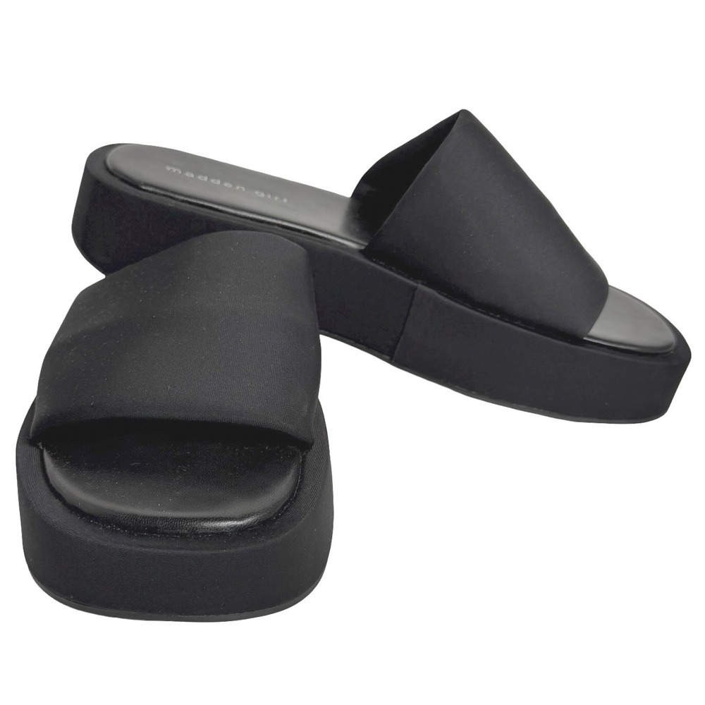 Madden Girl Bennet Platform Slide Sandals‎ Black Womens 9.5M